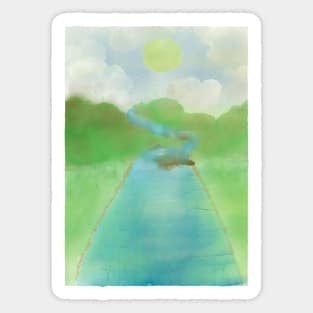 Mountain Stream Digital Watercolor Prints And Others Sticker